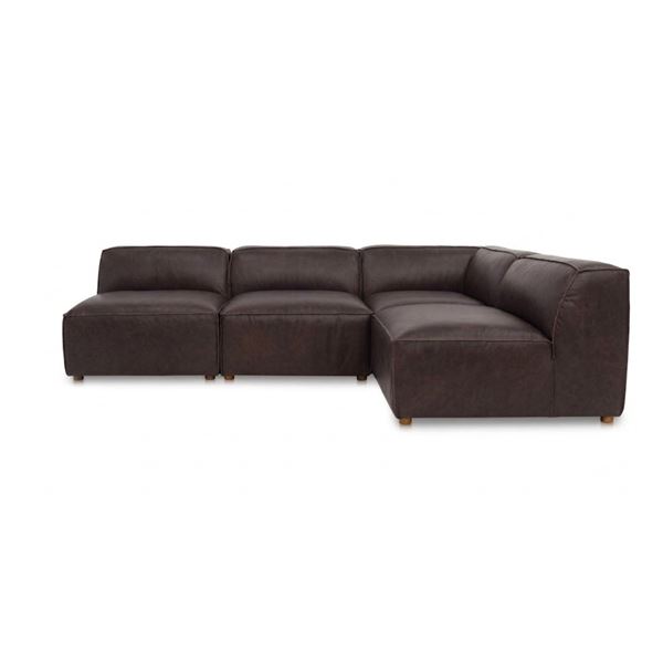 BNIB - Moe's - Form 4pc Modular Espresso Brown Leather Set - MSRP $9,146 Includes 3x Slipper Chairs,