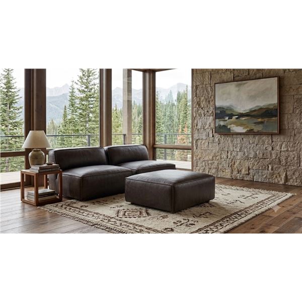 BNIB - Moe's - Form 3pc Modular Espresso Brown Leather Set - MSRP $5,747 Includes 2 Slipper Chairs, 