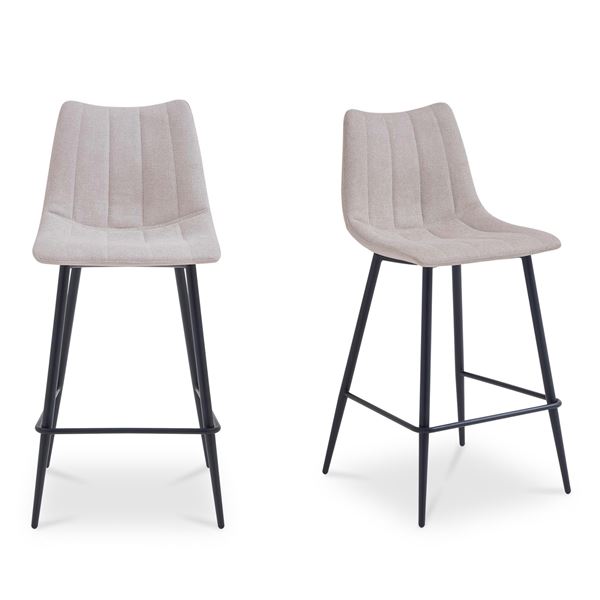 BNIB - Moe's - Alibi Bar Stool Beige Set of 2 - MSRP $699 - UU-1003-34 - 17.7" W x 20" D x 40.9" H