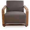 Image 1 : BNIB - Moe's - Eckersley Lounge Chair Cool Brown Leather - MSRP $2649 - GO-1017-39 - 29.5" L x 36" W