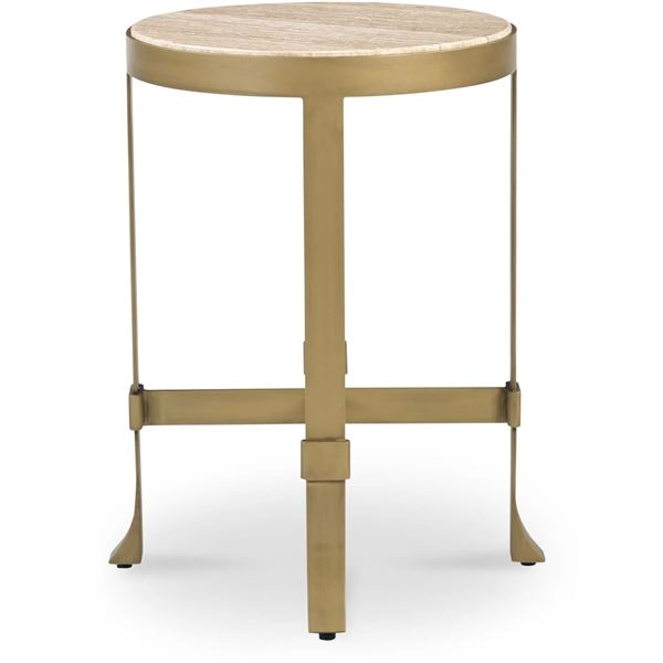 BNIB - Moe's - Holli Side Table Travertine - MSRP $659 - QJ-1026-34 - 16" W x 16" D x 23" H