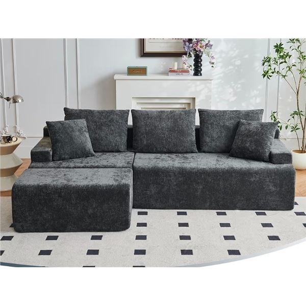 Boneless Cloud Modular Sectional Sofa Left Facing Chaise Free - Grey - Approx: 55.1"D x 90.6"W x 22.