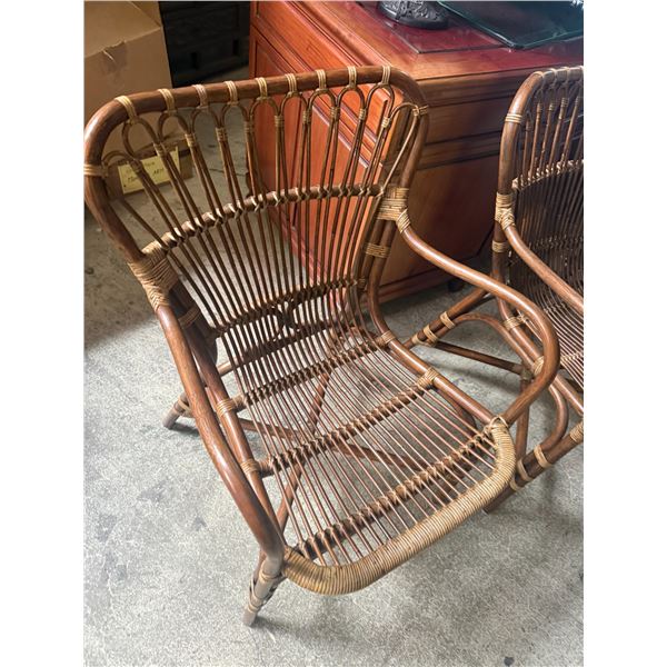 Pair of Rattan and Bamboo Armchairs