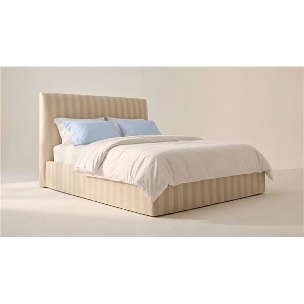 BNIB - Sundays - Wave Storage Bed - Dover Stripe - Queen - $2,350.00 - BED-RN-018-180-A - 69"W x 87"