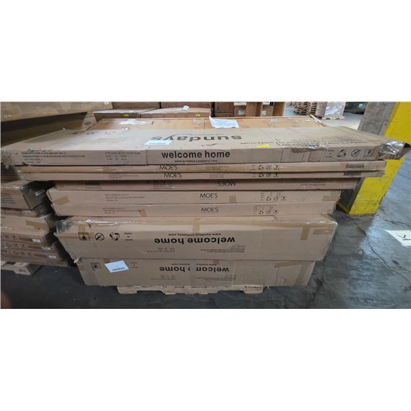 Pallet Lot: includes Moe's and Sunday's Assorted bed parts
