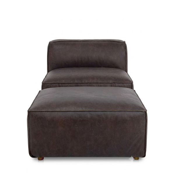 BNIB - Moe's - Form 2pc Modular Espresso Brown Leather Set - MSRP $3,598 - Includes 1 Slipper Chair,
