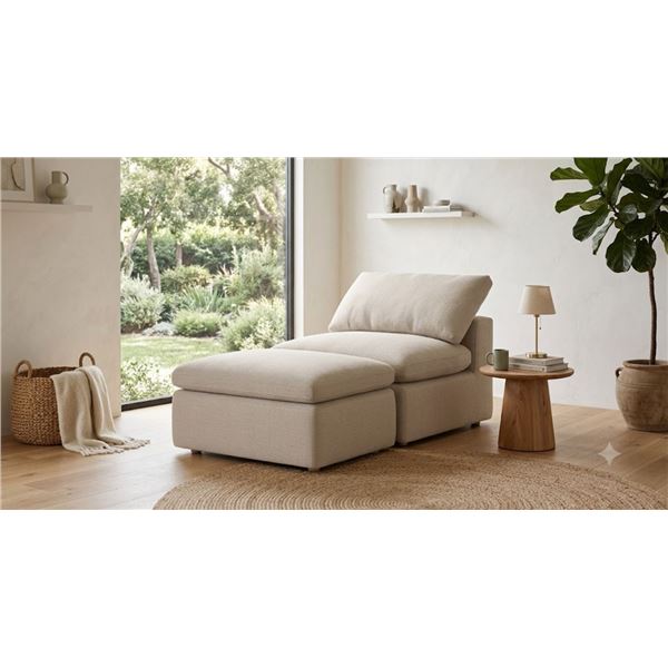 BNIB - Sundays - Movie Night Standard 2pc Modular Sofa Light Pebble - MSRP $2,200 - Includes 1 Armle