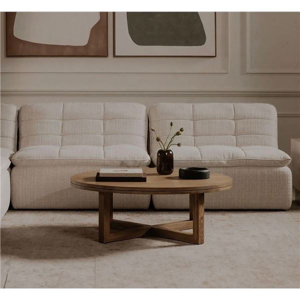 BNIB - Moe's - Lino 2pc Modular Armless Sofa Set Textured Oat - MSRP $4,298 - Includes 2 Slipper Cha