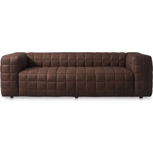 NEW - Moes - Callan Sofa Grid Stitched Dark Brown Aniline Leather - MSRP $9,085 - HO-1001-20 - 100"