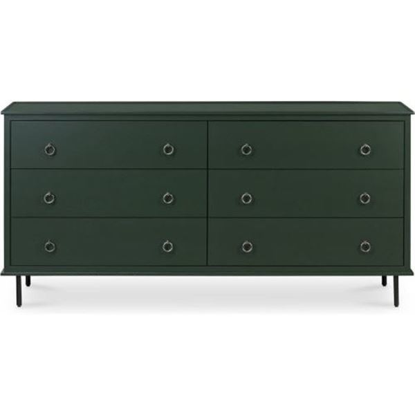 BNIB - Moes - Reagan 6-Drawer Dresser Deep Green - MSRP $2,899 - JU-1008-27 - 63" W x 18.5" D x 30.2