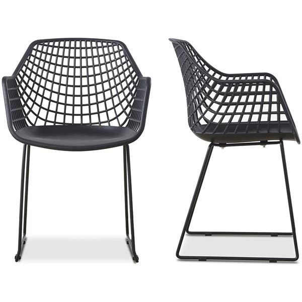 BNIB - Moe's - Honolulu Chair - Black - Set of 2 - MSRP $339 - Item # QX-1007-02 - 22" W - 22" D - 3