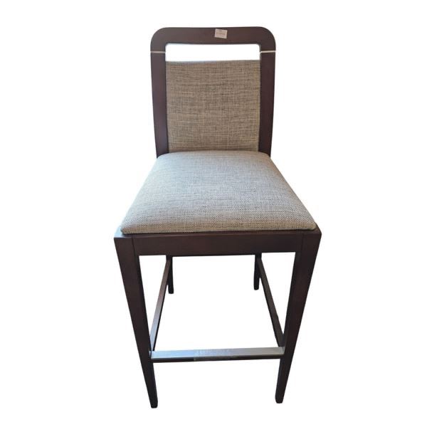 Modern Gray Fabric Dark Wood Frame Barstool...