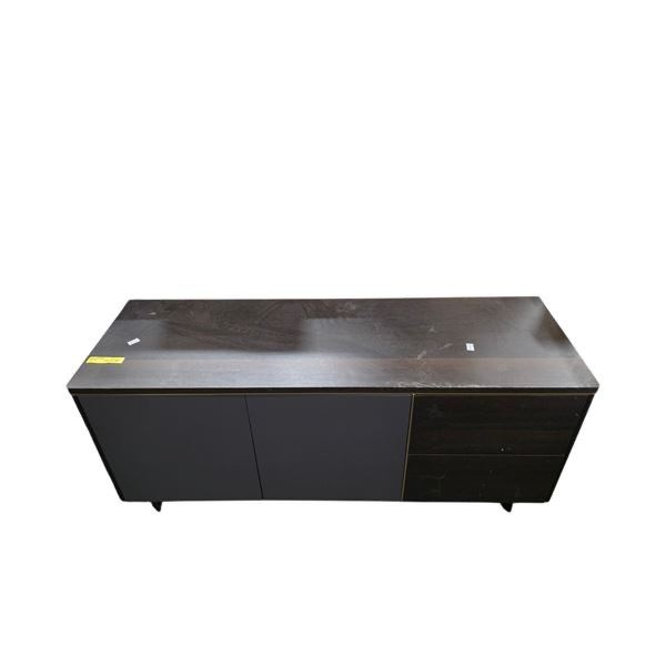 Modern Low-Profile Storage Credenza with Gold Accents - 55"W 18"D 24"H