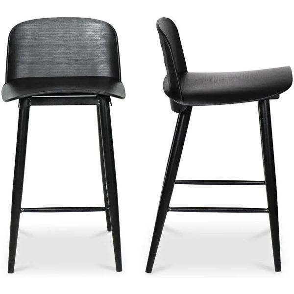 New - Moe's - Looey Counter Stool - Set of 2 - Black - MSRP $289.00 - Item # QX-1008-02 - 18" W x 20