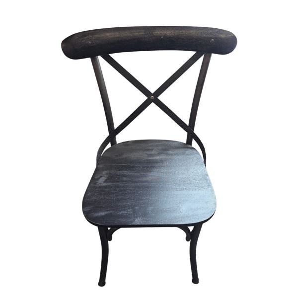 Industrial Cross-Back Dining Chair - Metal Frame & Wood Seat - RV $245...