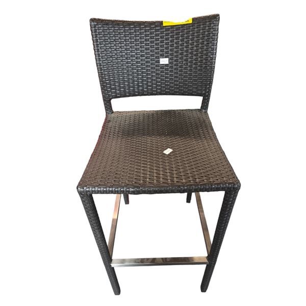 Woven Dark Brown Wicker Metal Frame Barstool...