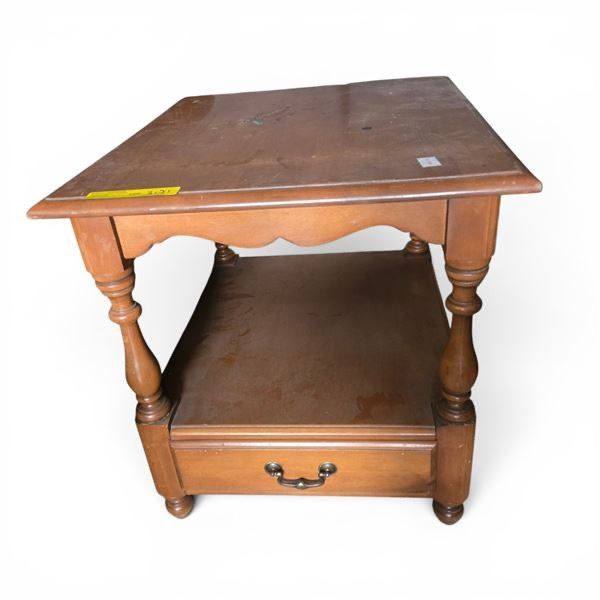 Wooden End Table with Drawer, H21" x W20" x D23" - some wear and marks on the top...