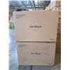 Image 1 : BNIB - Moe's - 2pc Sundays Console Marble Washed White Ash Frame (missing pieces)