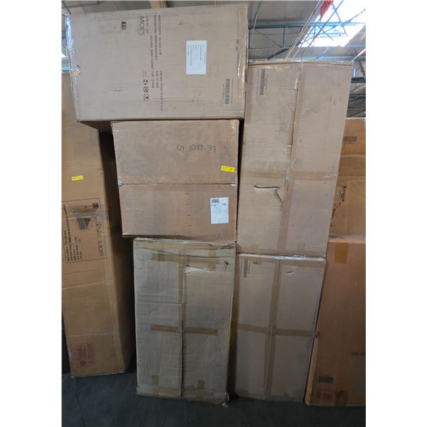 BNIB - Moe's - 5pc Seirra book shelf natural base cabinet (missing box 1/2)