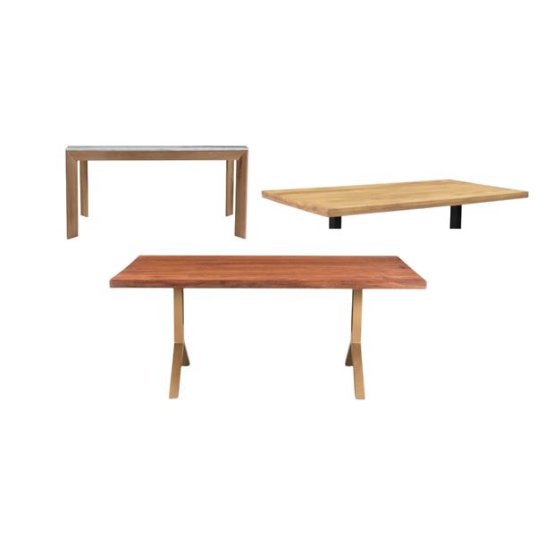 BNIB - Moe's - Group of assorted furniture parts - dining table bases, Trix dining table honey oak t