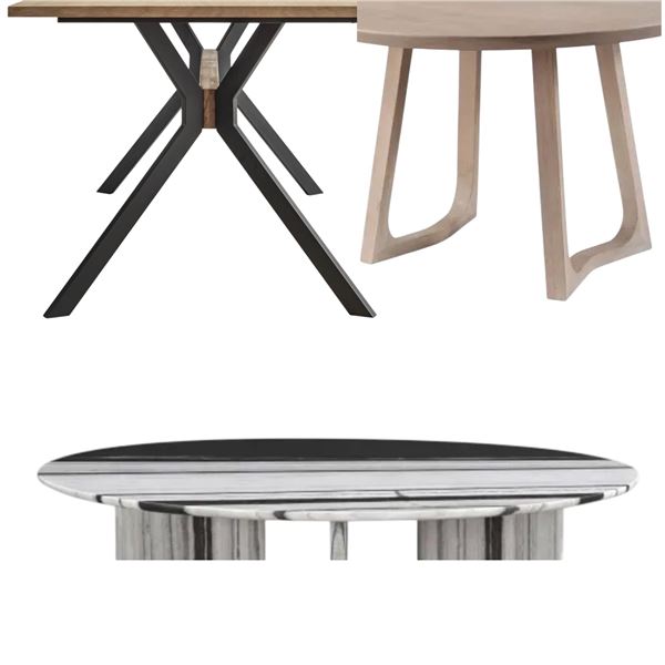BNIB - Moe's - Group of assorted furniture parts - dining table bases, legs, Celia round dining tabl