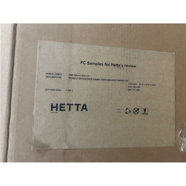 BNIB Hetta Spindle Extendable Table Brushed Warm Oak-SMP-DIN-FC-002-121-Size: 27.5"x27.5"21.5"