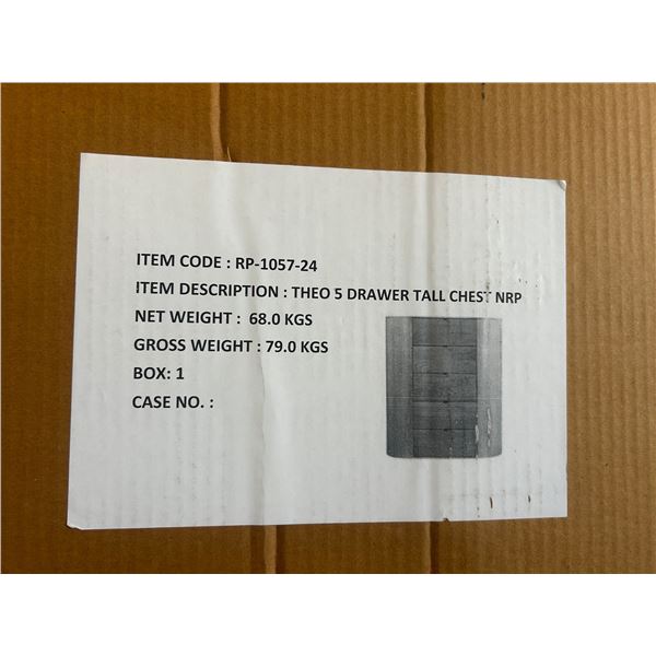 BNIB Thoe 5 Drawer Tall Chest Natural NRP-RP-1057-24.Szie: 51"x44"x24"