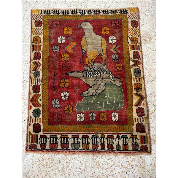 Shiraz - 100% Authentic Persian Rug - Antique Full made with wool The birds show life cycle - Size