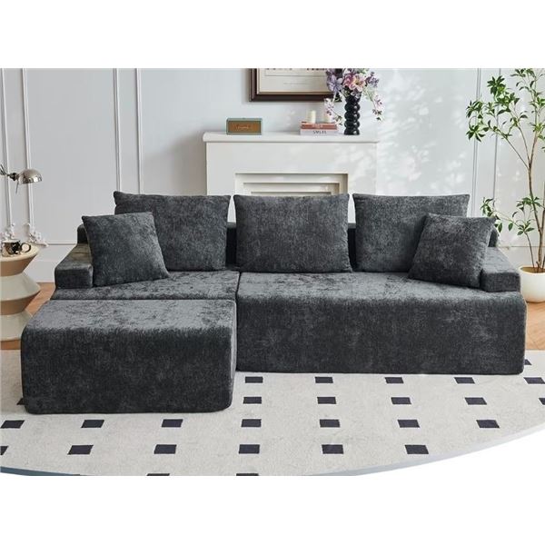 Boneless Cloud Modular Sectional Sofa Left Facing Chaise Free - Grey - Approx: 55.1"D x 90.6"W x 22.