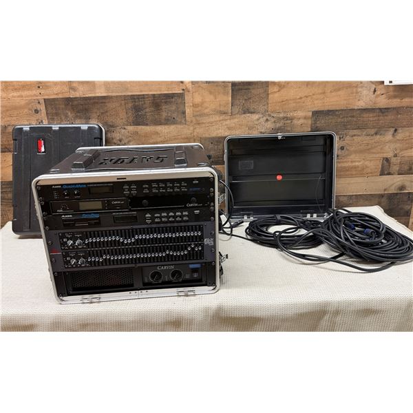 Alesis QuadraVerb Digital Effects Processor w/ dbx Equalizer & Carvin Receiver in Rack Case 20" x 20
