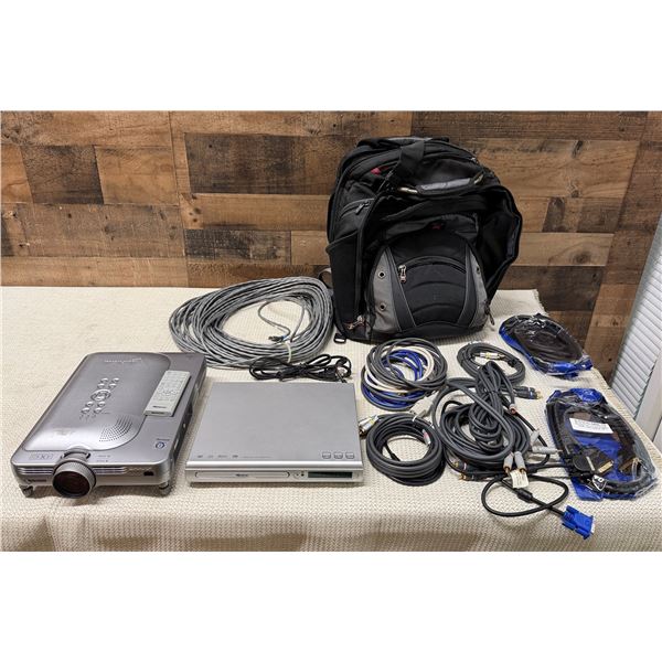 Sharp NoteVision Projector, Memorex DVD Player, Cables, etc in Case