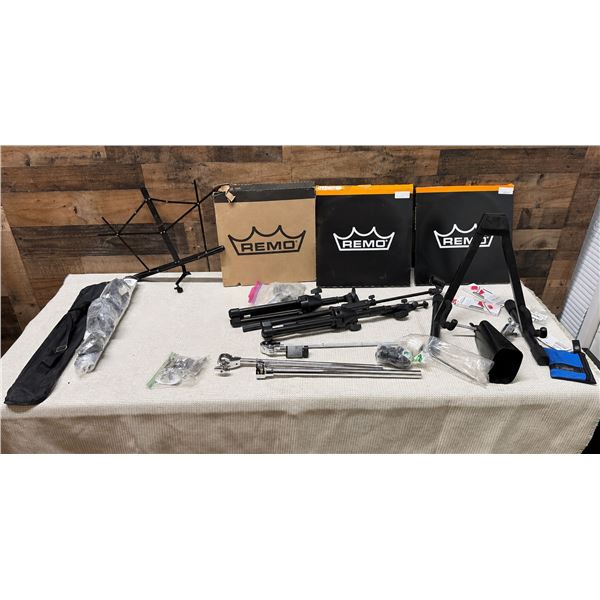 Multiple Drum Accessories: Remo Drum Heads, Tama Drum Hardware, Stands, etc