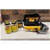 Image 1 : DeWalt DW682 Plate Joiner, Multiple Ryobi Wood Biscuits, Gloves, etc in DeWalt Bag