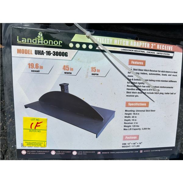 2026 Landhonor UHA163000G Utility Hitch Adapter for Skid Steer