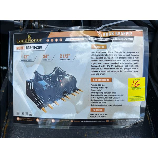 2026 Landhonor RGB1172WR Grapple Attachment for Skid Steer