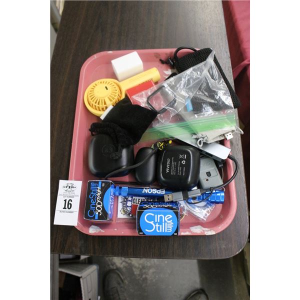 Headphones, Flashlight, Personal Fan, Asst. Travel Items