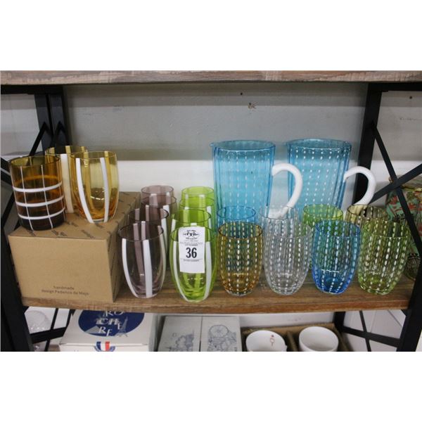 Art Glass Pitchers, Glasses