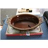 Image 1 : Holiday Tray Set, Earthtone Glazed Bowl/Stand