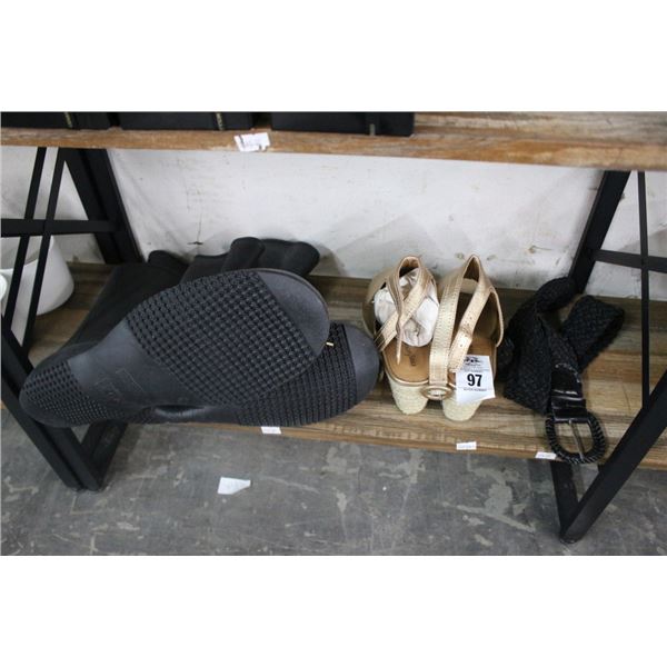 Ladie's Heels, Belt, Rubber Boots