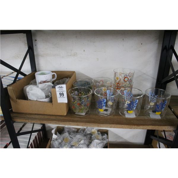 BBQ Painted Floral Glassware, Animal Motif Mugs