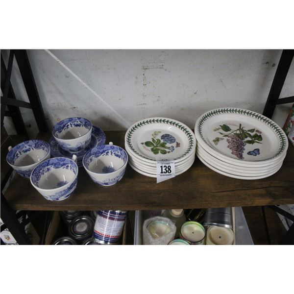 Floral Dishes, Spode Flow Blue Cups/Saucers