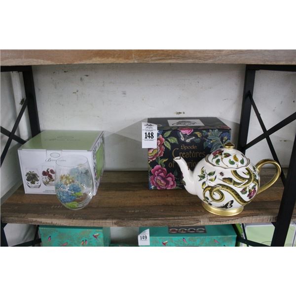 Spode Floral Snake, Teapot, Floral Glasses - 4