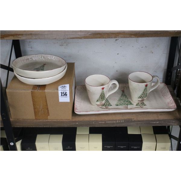 Saffrono Holiday Dishes, Platter, Mugs