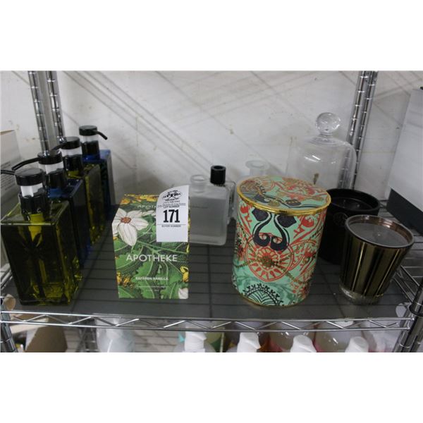 Asst. Pump Soaps, Candles, Vases, Display
