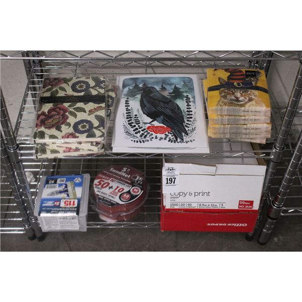 Party Napkins, Spode Books, Office Supplies - 2 Shelves
