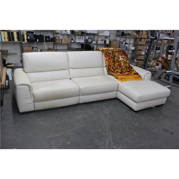 Bone Leather  3 Pc. Sectional Sofa w/Chaise