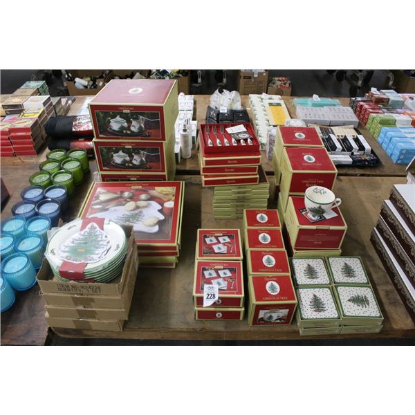 Spode Asst. Holiday Dishes, Utensils, Coasters, Mugs, Décor - Large Lot