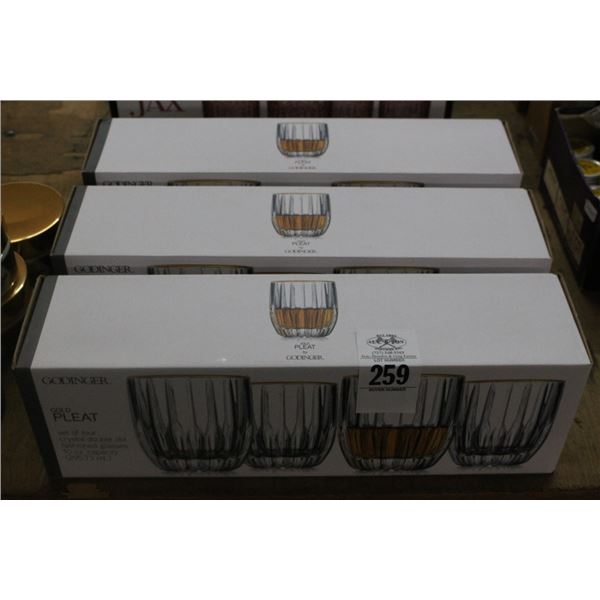 Goinger Gold Plate  4PK  Old Fashioned Glasses - 3 Sets