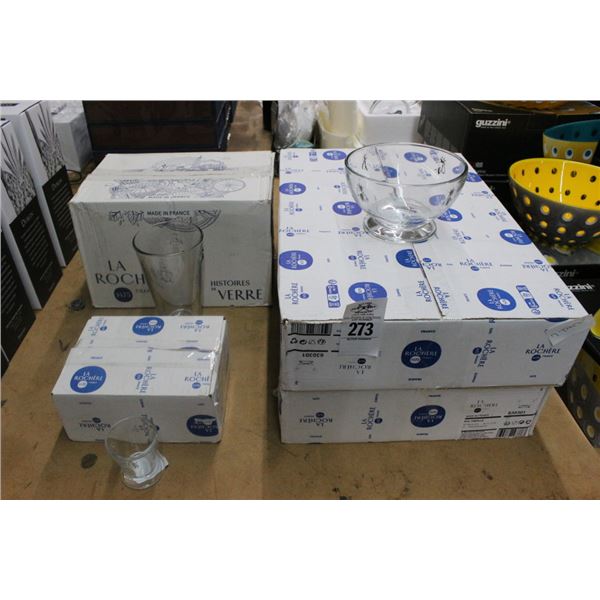 La Rochere Bee Motif Glass Bowls, Pilsners, Shot Glasses