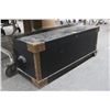 Image 3 : Black w/Copper Trim Large Cedar Storage Trunk w/Books, Atlas, Aircraft Photos, Office Supplies